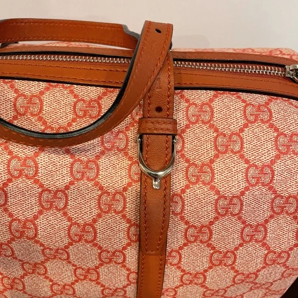 Gucci 322231 nice GG Supreme canvas boston bag Orange - Picture 7 of 11